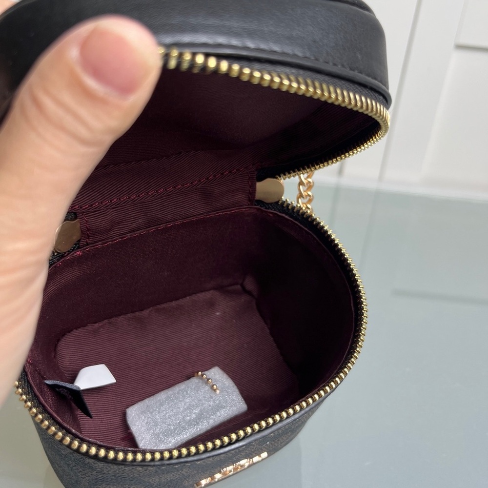 Coach Brown/Black Signature Mini Vanity Crossbody with Gold Chain - Picture 8 of 8